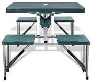 Skladacia kempingová súprava stôl a 4 stoličky, hliník, extra ľahká, zelená - Kempingová súprava