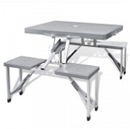 Skládací kempingový set stůl a 4 stoličky, hliník, extra lehký, šedý - Camping Set
