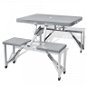 Skladacia kempingová súprava stôl a 4 stoličky, hliník, extra ľahká, sivá - Kempingová súprava