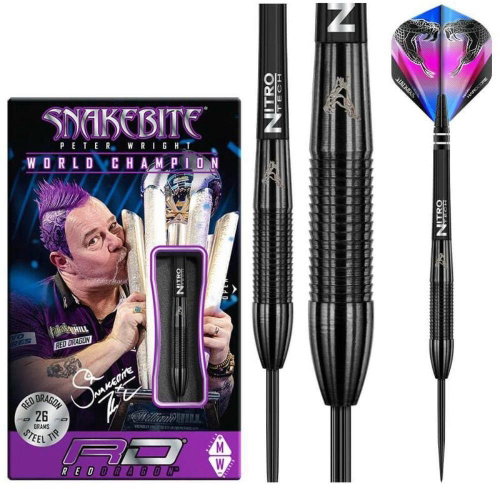 Darts RedDragon steel Peter Wright Snakebite 3 Black 26g, 90% tungsten - Darts - Main image