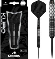 Darts Mission steel Kuro 22g, black, M1, rear sabre grip, 95% tungsten - Darts