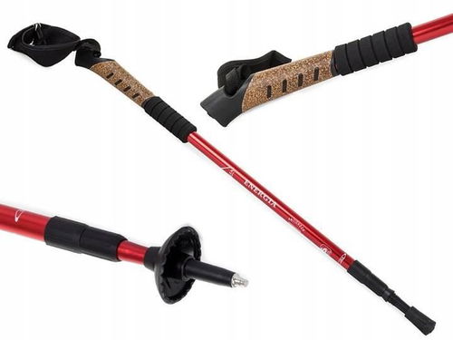 Nordic Walking s korkovou rukojetí, 135 cm, 2 ks, červené - Nordic walking hůlky - Hlavní obrázek