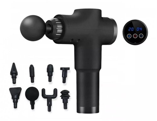 Massage relaxation gun with LCD display and carrying case, black - Massage Gun - Main image