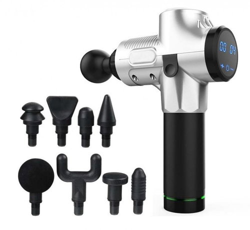 Massage relaxation gun with LCD display with case, silver - Massage Gun - Main image