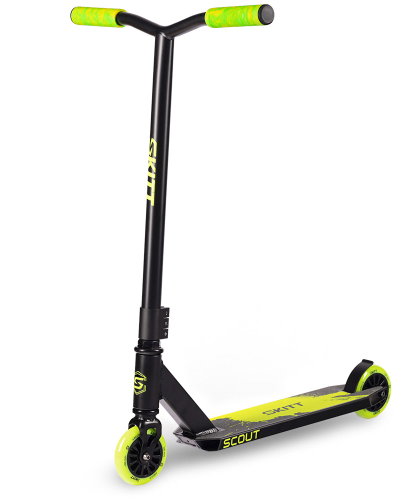 Skitt Scout Black, Reflex Green - Freestyle Scooter - Main image