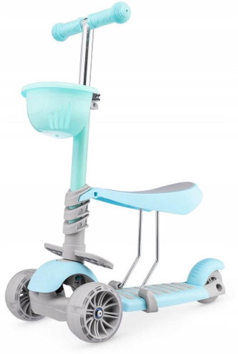 MINI SCOOTER 2in1 three-wheeled scooter with LED wheels, blue - Children's Scooter - Main image