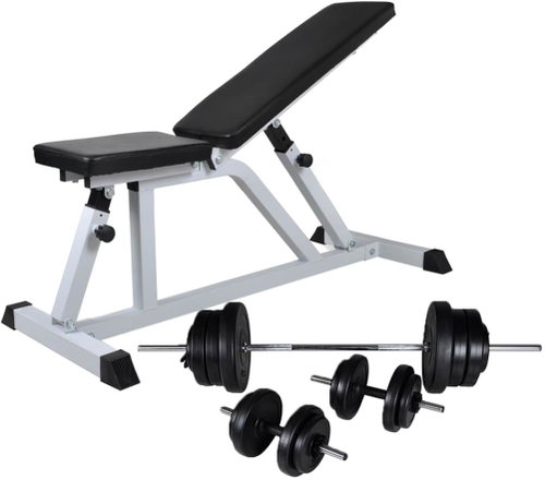 Shumee Posilovací lavice se sadou činek barbell a dumbbell 60,5 kg - Fitness Bench - Main image