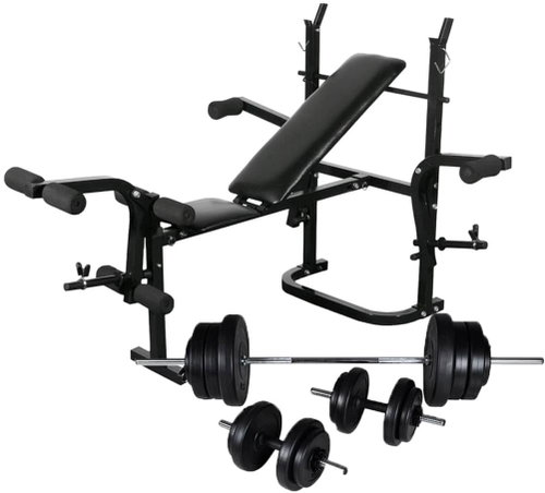 Shumee Posilovací lavice se stojanem na závaží a sadou činek 60,5 kg - Fitness Bench - Main image
