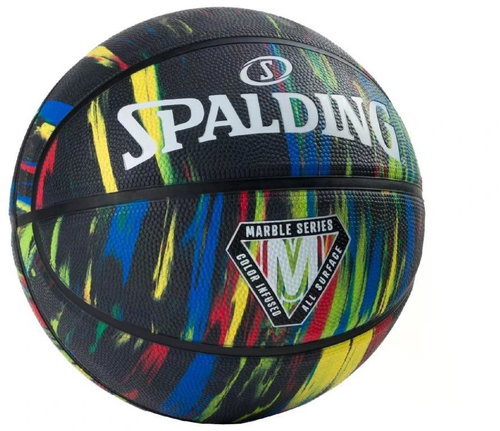 SPALDING MARBLE SERIES BLACK RAINBOW SZ7 RUBBER BASKETBALL - Basketball - Main image