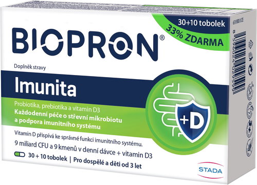 Biopron Immunity, probiotics and prebiotics + vitamin D for daily immunity support, 30 + 10 capsules - Probiotics - Main image