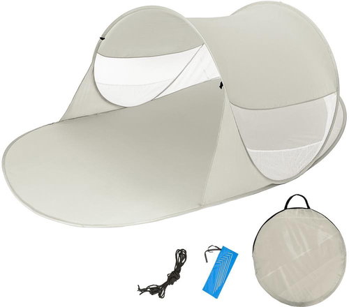 Tectake plážový stan samorozkládací mušle Angelika šedý - Beach Tent - Main image