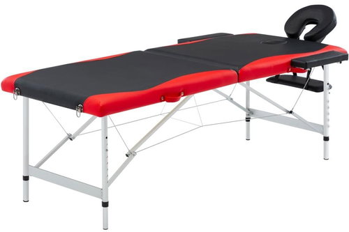 Shumee Folding massage table with 2 zones aluminium black - red - Massage Table - Main image