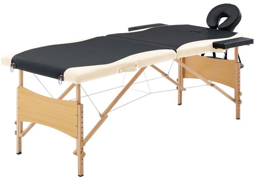 Shumee Folding massage table 2 zones wooden black and beige - Massage Table - Main image