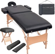 Shumee Folding massage table 2 zones and stool thickness 10 cm black - Massage Table