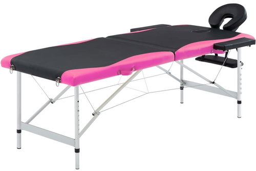 Shumee Folding massage table with 2 zones aluminium black and pink - Massage Table - Main image