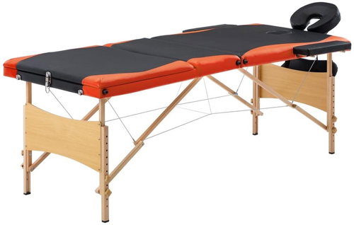 Shumee Folding massage table 3 zones wooden black and orange - Massage Table - Main image