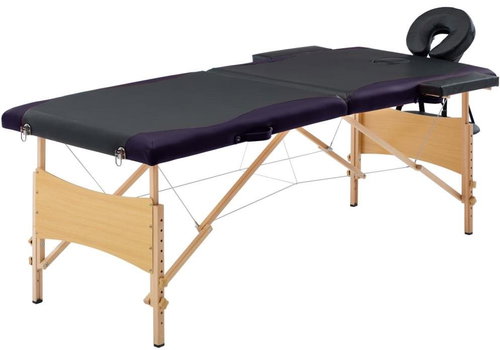 Shumee Folding massage table 2 zones wooden black - Massage Table - Main image