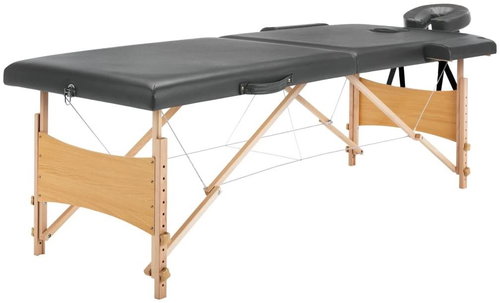 Shumee Massage table with 2 zones wooden frame anthracite 186 × 68 cm - Massage Table - Main image