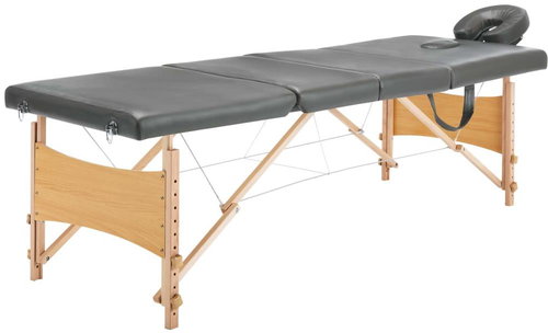 Shumee Massage table with 4 zones wooden frame anthracite 186 × 68 cm - Massage Table - Main image