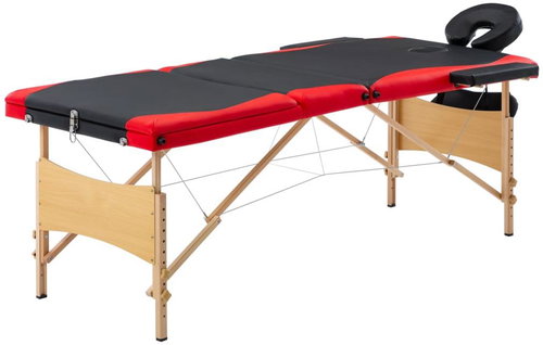 Shumee Folding massage table 3 zones wooden black and red - Massage Table - Main image