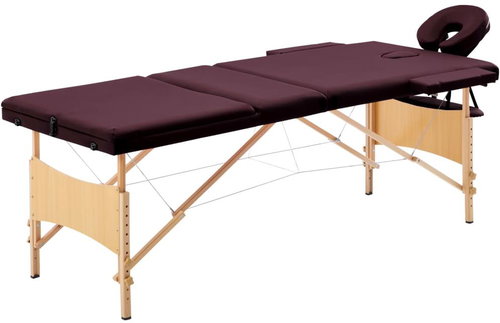 Shumee Folding massage table 3 zones wooden burgundy purple - Massage Table - Main image
