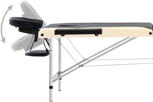 Shumee Folding massage table with 3 zones aluminium black and beige - Massage Table - Main image