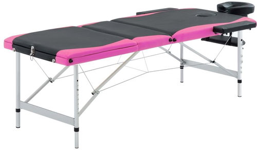 Shumee Folding massage table with 3 zones aluminium black and pink - Massage Table - Main image