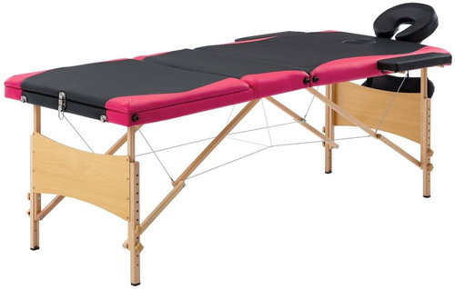 Shumee Folding massage table 3 zones wooden black and pink - Massage Table - Main image