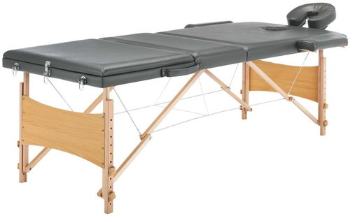 Shumee Massage table with 3 zones wooden frame anthracite 186 × 68 cm - Massage Table - Main image