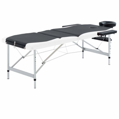 Shumee Folding massage table with 3 zones aluminium black and white - Massage Table - Main image