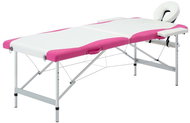 Shumee Folding massage table with 2 zones aluminium white and pink - Massage Table