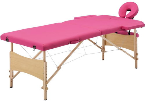 Shumee Folding massage table 2 zones wooden pink, 110185 - Massage Table - Main image