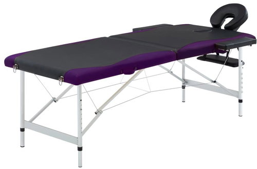 Shumee Folding massage table 2 zones aluminium black and purple - Massage Table - Main image