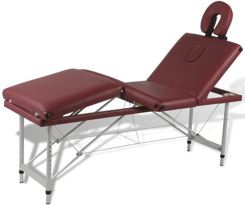Shumee Red Folding Massage Table with 4 Zones and Aluminum Frame - Massage Table - Main image