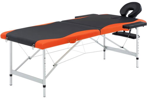 Shumee Folding massage table with 2 zones aluminium black - orange - Massage Table - Main image