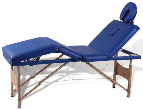 Shumee Blue folding massage table with 4 zones and wooden frame - Massage Table - Main image