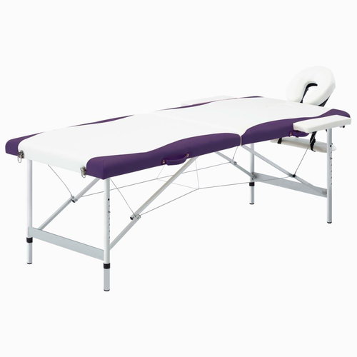 Shumee Folding massage table with 2 zones aluminium white - purple - Massage Table - Main image