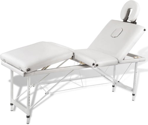 Shumee Cream White Folding Massage Table with 4 Zones and Aluminum Frame - Massage Table - Main image