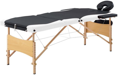 Shumee Folding massage table 3 zones wooden black and white - Massage Table - Main image