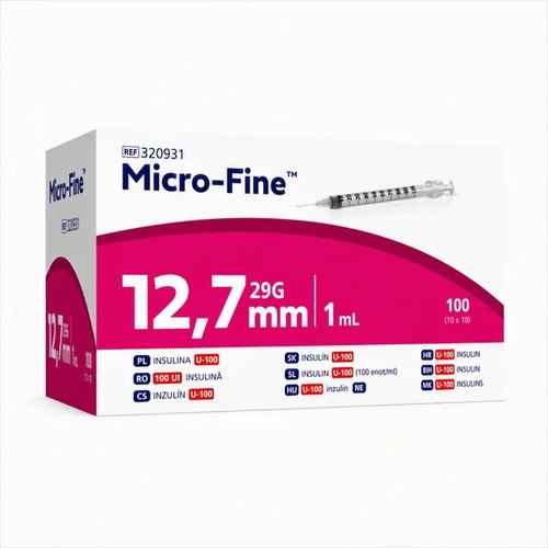 Embecta Micro-Fine U-100 inzulinová stříkačka 12,7 mm 29G 1 ml - Stříkačky - Main image