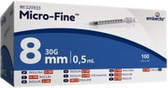 Embecta Micro-Fine U-100 inzulinová stříkačka 8 mm 0,5 ml 100 ks - Stříkačky