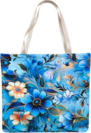 STYLE4 Dámská taška z kočárkoviny, modré a béžové květy - Shopping Bag