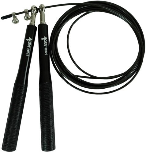 ACRA Jump Adjustable Skipping Rope, Black - Skipping Rope - Main image