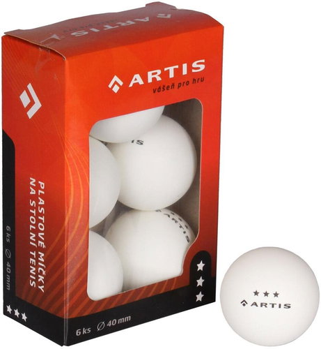 Artis 3 stars table tennis balls white 6 pcs - Table Tennis Balls - Main image