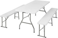 Tectake Folding camping table and bench, white - Camping Set