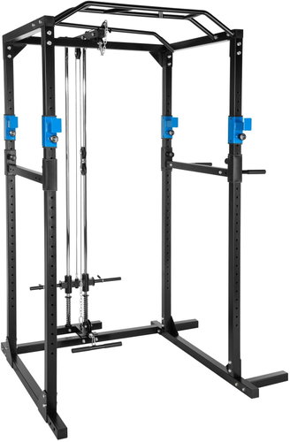 Tectake Multifunctional weight training tower with pulley - black/blue - Multi Gym - Main image