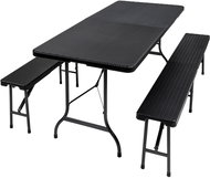 Folding camping set 2 benches and table brown - Camping Set