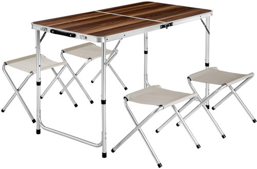 Folding camping table and bench set white - Camping Set - Main image