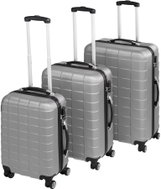 3 Cestovní kufry na kolečkách stříbrné - Case Set