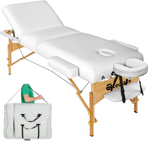 Folding wooden massage lounger 3 zones white - Massage Table - Main image